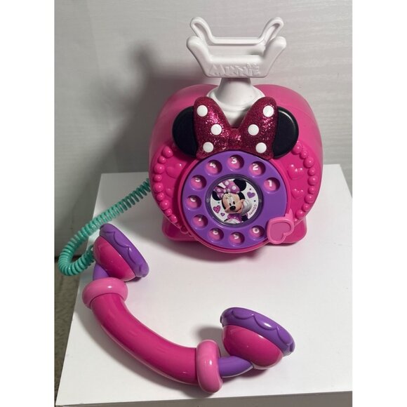 Disney Jr Ring Me Rotary Phone Minnie Mouse Pink Lights & Sounds Just Play - Picture 2 of 9